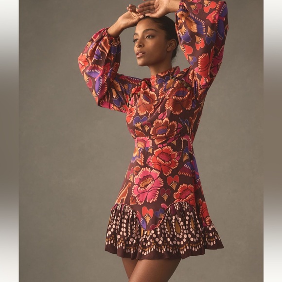FARM Rio Other - FARM RIO Bright Flora Long Sleeve Mini Dress XXS NWT